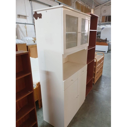 538 - White Colour Storage / Display Unit with Glass Top Section Over 2 - Drawers & Double Cupboard (87 x ... 