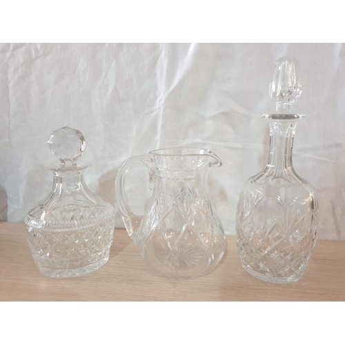 87 - 2 x Crystal Decanters and Crystal Jug (A/F) (3)