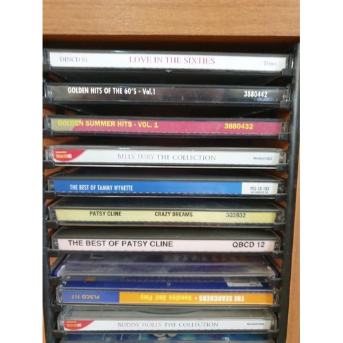 91 - Light Wood Floor Standing Revolving CD Rack (Double Sided) with Large Collection of CD's (Approx. 65... 
