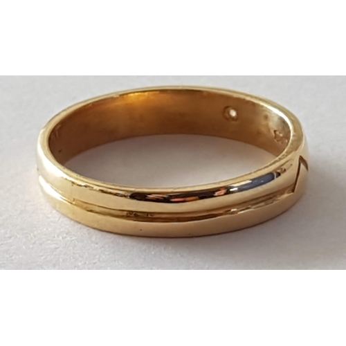 212 - 18ct Gold Band / Ring with 0.04ct Diamond, Inscribed 