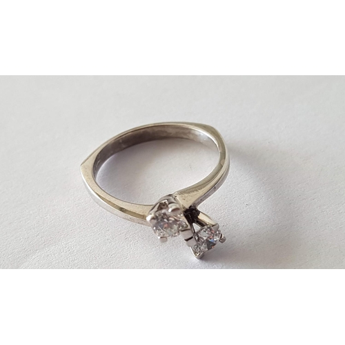 215 - White Gold (18ct /750) Ring with 2 x Cubic Zirconia, Size 13 (N), Total Weight 4.1g