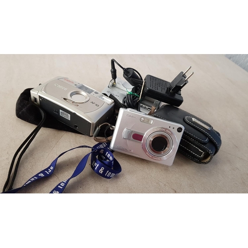 484 - Casio Exilm Digital Camera EX-Z50 with Case and Charger Together with Retro Canon AF-10 Camera