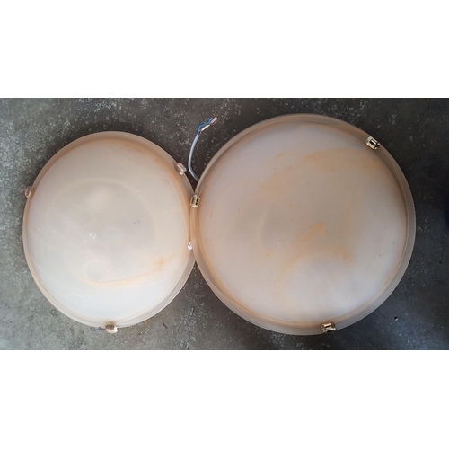 487 - Pair of Alabaster Shade Round Wall Light (Ø:42cm) (Un-Tested)