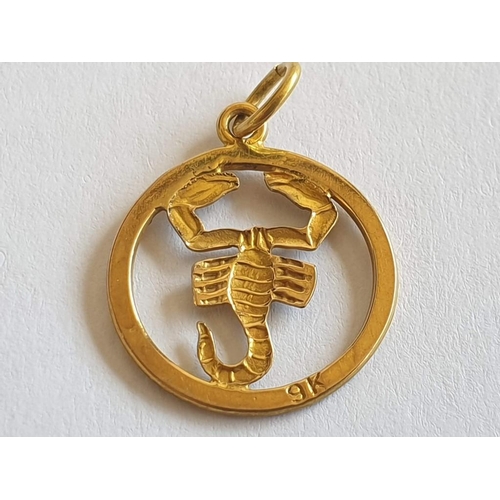 173A - 9ct Gold Pendant with Scorpion / Zodiac (Approx. 0.8gr, Ø:17mm)