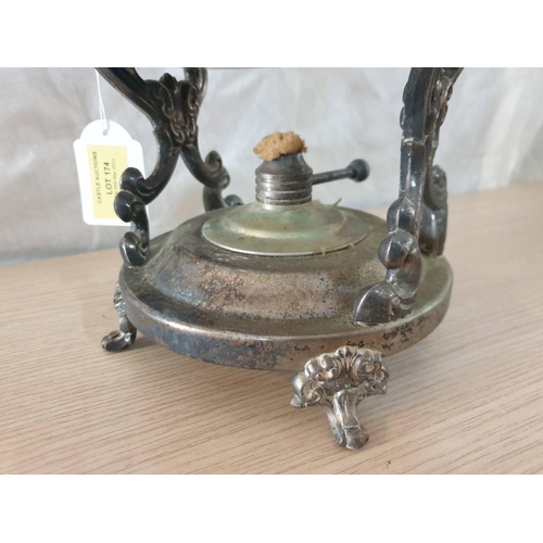 174 - Vintage Silver Plated Kettle on Warming Stand with Burner (Nb. One of Four Support Arms in Detached ... 