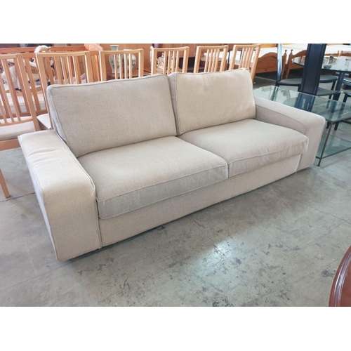 176 - Modern Style Beige Fabric 3-Seat Sofa (L:227cm x W:92cm x H:80cm)