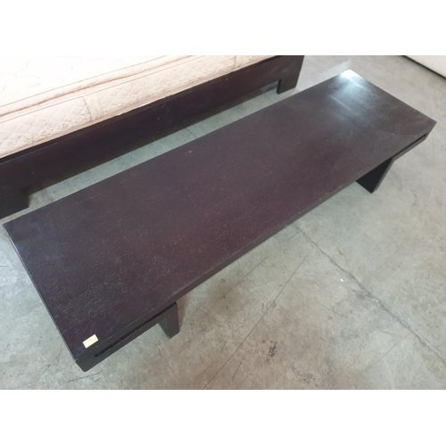 176D - Black Ash Effect Low / Long Modern TV Lounge Unit with 2 x Grey Metal Recessed Shelves Under for DVD... 