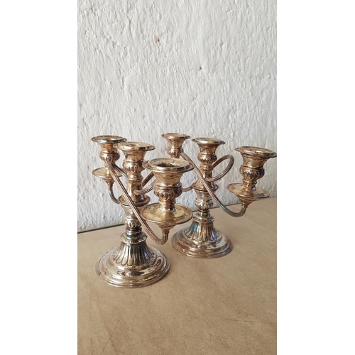 179 - Pair of Vintage Silver Plated 3-Arm Candelabras (2)