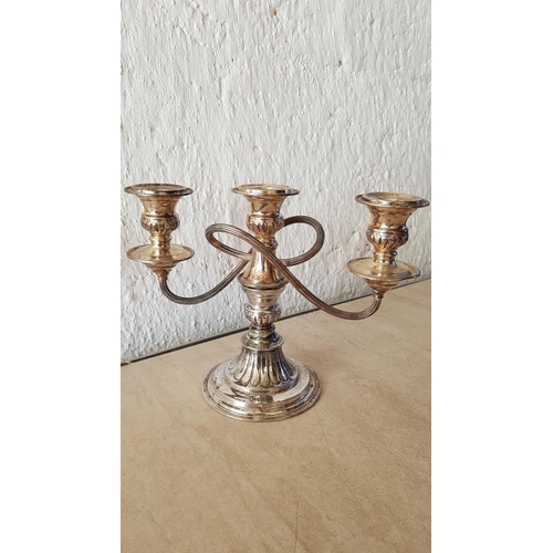 179 - Pair of Vintage Silver Plated 3-Arm Candelabras (2)