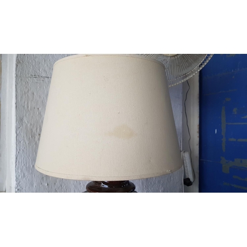 182 - Large Ceramic Base Table Lamp (Dark Brown Ceramic) and Classic Cream Colour Lamp Shade (Un-Tested)