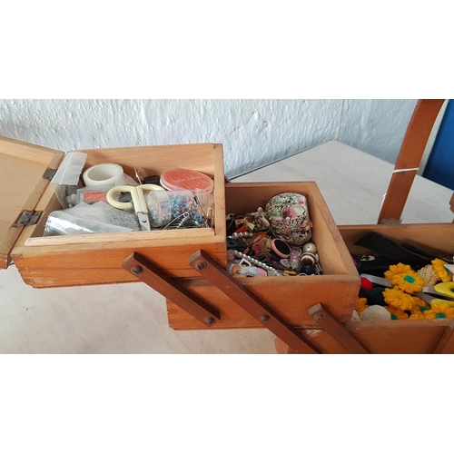 184 - Wooden Vintage Style Sewing Kit Box