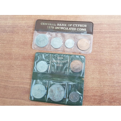 260A - 2 x Central Bank of Cyprus Uncirculated Coin Sets, 1978 & 1979 (9 x Coins, Ranging from 5 Mils to 50... 