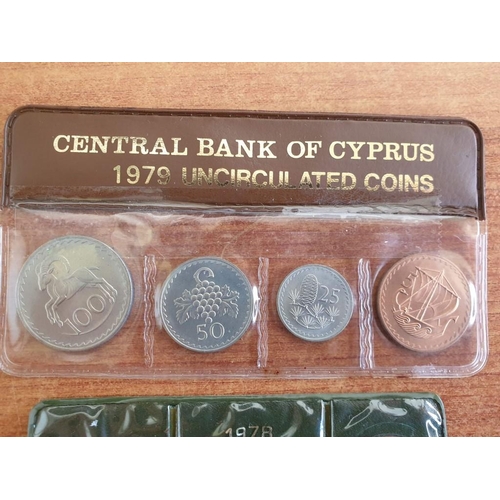 260A - 2 x Central Bank of Cyprus Uncirculated Coin Sets, 1978 & 1979 (9 x Coins, Ranging from 5 Mils to 50... 