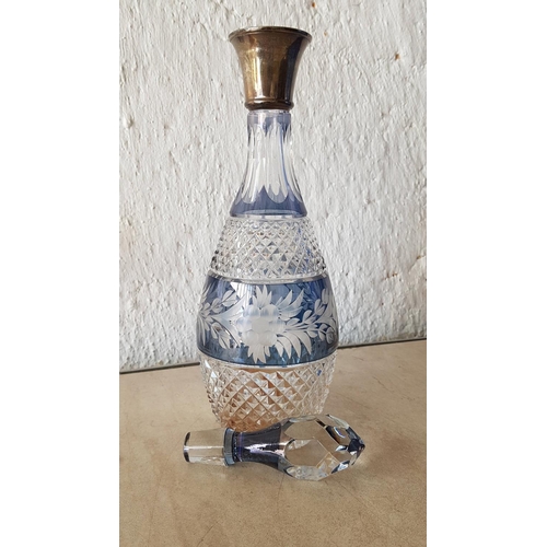 7 - Crystal Decanter with Sterling Silver Collar and Stopper (Nb. Top - Bottom Crack)