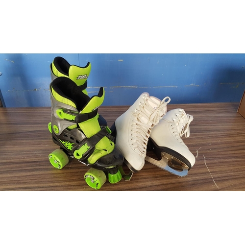 838 - Pair of Roller Skates (Size 28-32) and White Skates (Size 31)