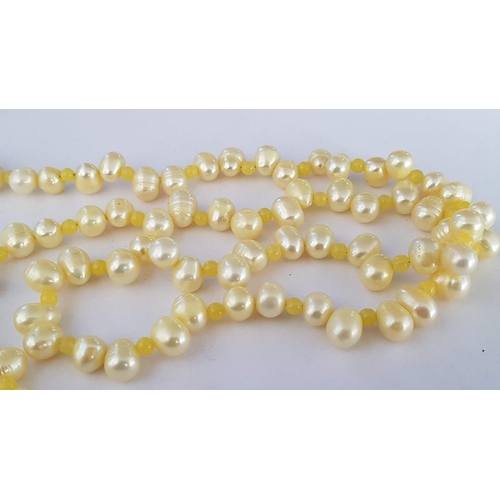 124 - Canary Colour Pearl Necklace (L:65cm)
