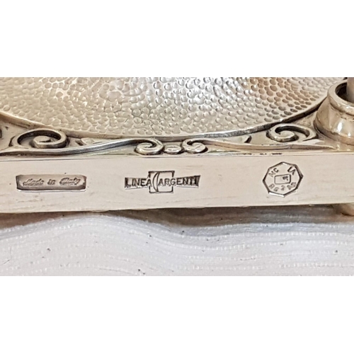 19 - Large 'Linea Argenti' Ornate White Metal Hour Glass with Green Sand, Approx. H: 20m