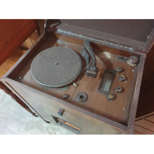 21 - Antique 'G Marconi' Radiogram (Q286) with Turntable in Fitted Wooden Case with Lift-up Lid and Built... 