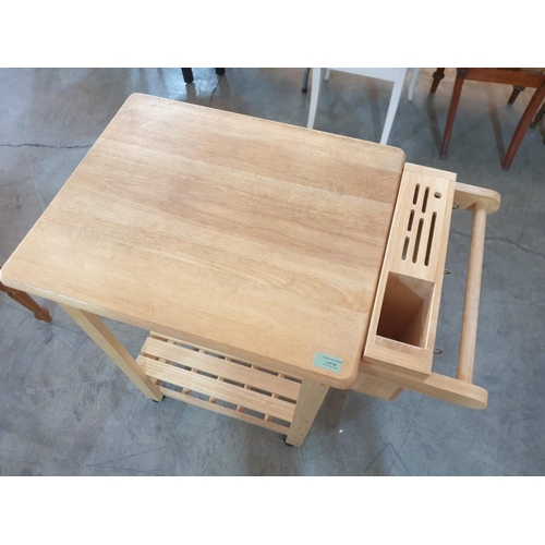 60 - Light Wood Kitchen Island / Trolley with Drawer (containing solid wood chopping board), Over Lower S... 