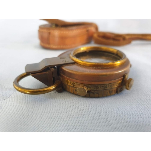 14 - Antique Brass E.P. Whitehead Military Compass with Leather Pouch, Together with Two Other Small Comp... 