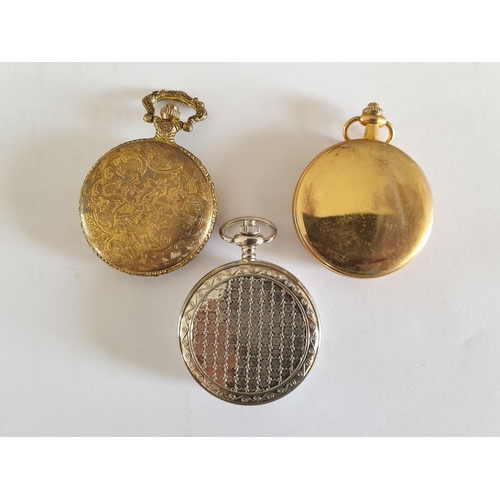 102 - 3 x Full Hunter Pocket Watches in Decorative Metal Cases; Linage, Bargello & Demur (Quartz, Untested... 