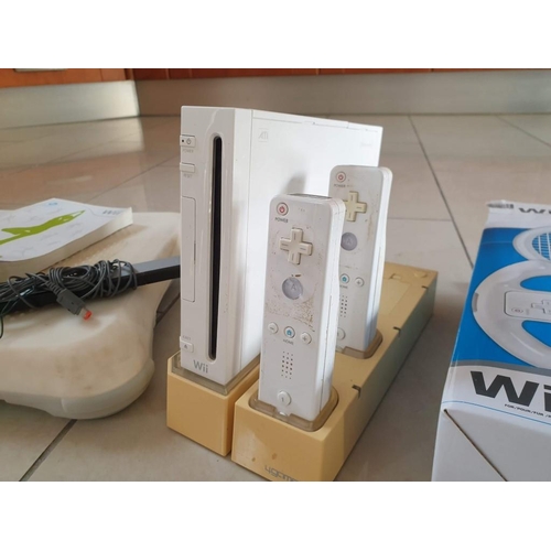 107 - Nintendo Wii (Model No. RVL-101) with 2 x Controllers, Stand / Docking Station, Wii Balance Board (R... 