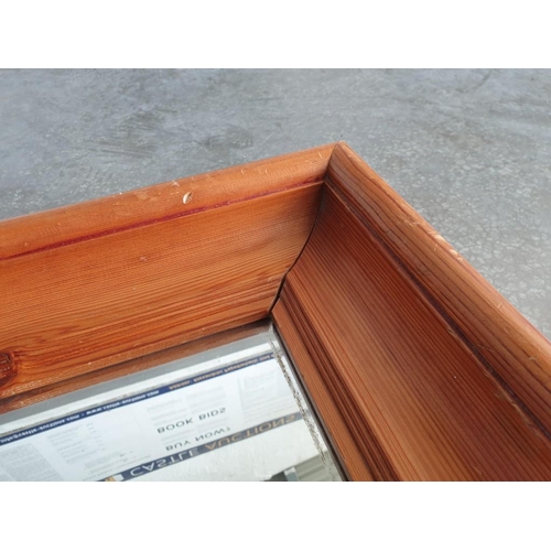 108 - Large Rectangular Wall Mirror with Deep / Thick Solid Pine Wood Frame (Approx. 137 x 62cm)