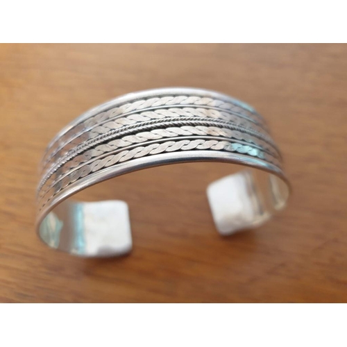 112 - Decorative 925 Silver Bangle Bracelet with Rope Pattern (Approx. 35g), Together with 925 Silver Plat... 