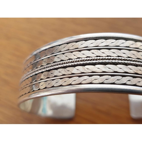 112 - Decorative 925 Silver Bangle Bracelet with Rope Pattern (Approx. 35g), Together with 925 Silver Plat... 