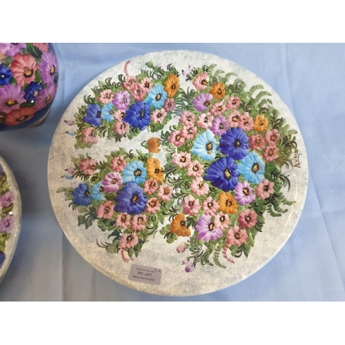 125 - Hand Painted Ceramic Set of 2 x Wall Hanging Plates (Approx. Ø: 35 and 29cm), Together with Matching... 