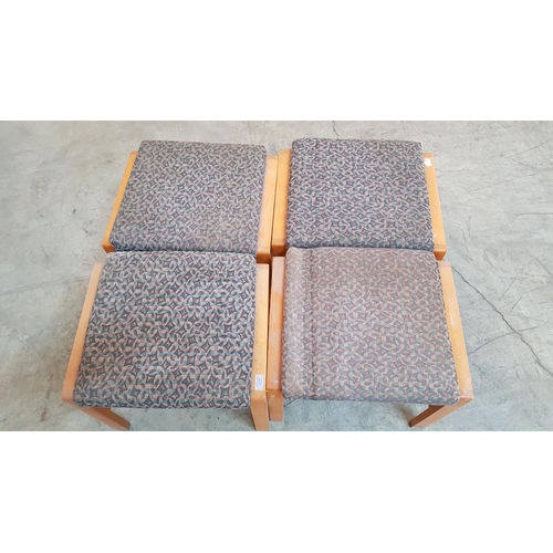 185 - Set of 4 x Matching Stools; Wood / Patterned Fabric (A/F)