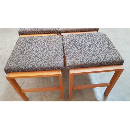 185 - Set of 4 x Matching Stools; Wood / Patterned Fabric (A/F)