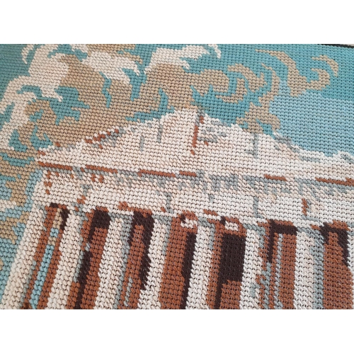 192 - Handmade Embroidered / Cross-stitch of Parthenon in Greece (Approx. 70 x 50cm)