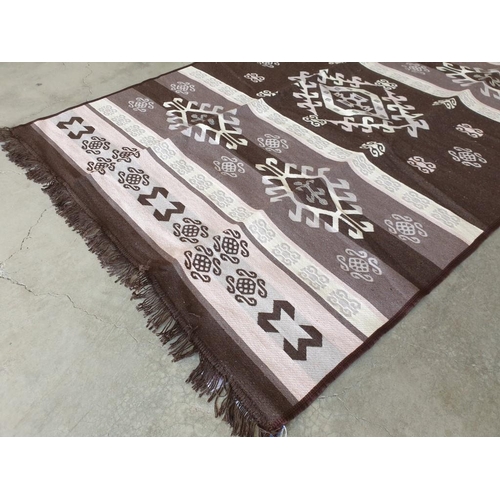 241 - Kiami Rug / Carpet, Cotton, Brown & Beige Patterns, (Approx. 120 x 180cm)