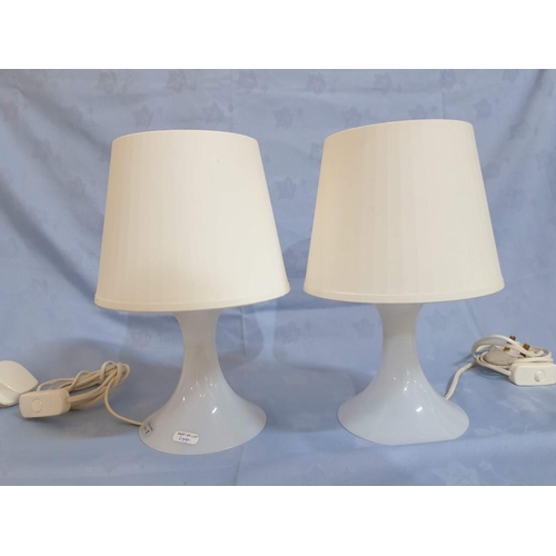 244 - Pair of White Plastic Table / Side Lights (Tested & Working), Together with 4-Way Extension Lead / P... 