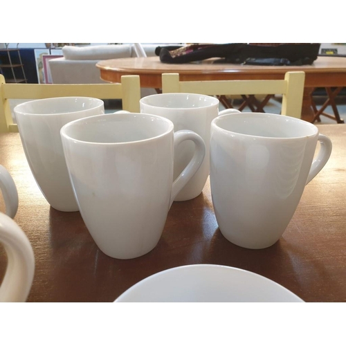 261 - Collection of Assorted White China; 8 x Coffee Mugs, Milk Jug, Sugar Bowl and 8 x Round Side Plates ... 