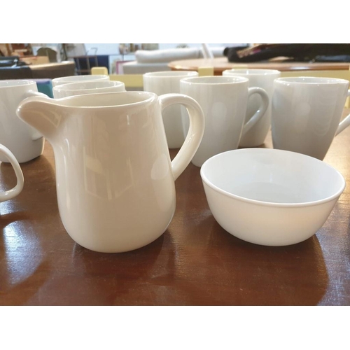 261 - Collection of Assorted White China; 8 x Coffee Mugs, Milk Jug, Sugar Bowl and 8 x Round Side Plates ... 