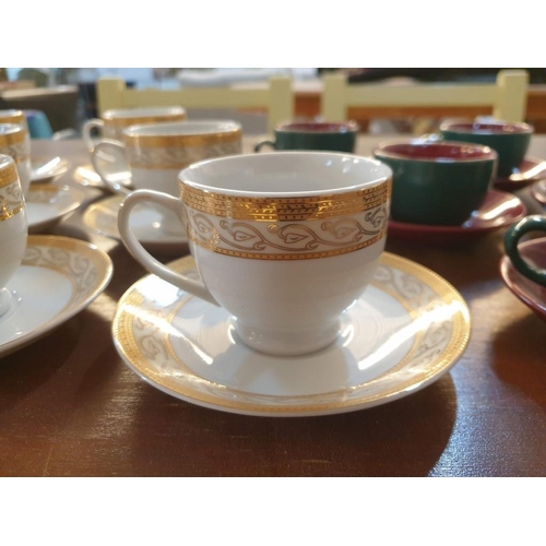 263 - Set of 6 x 'Studio House' Coffee Cups & Saucers, in White Colour with Decorative Gold Tone Band, Tog... 