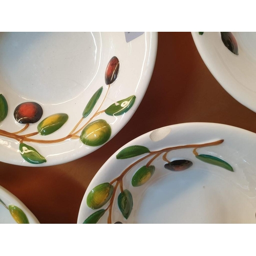 264 - Set of 8 x 'Amsel' (Hamburg) Salad Bowls with Relief Olive Decoration and Blue Lidded Jar (some a/f)