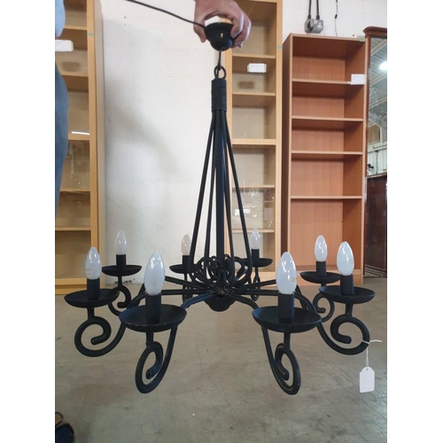 268 - Handmade Wrought Iron 8-Arm / 8-Spot Black Ceiling Light