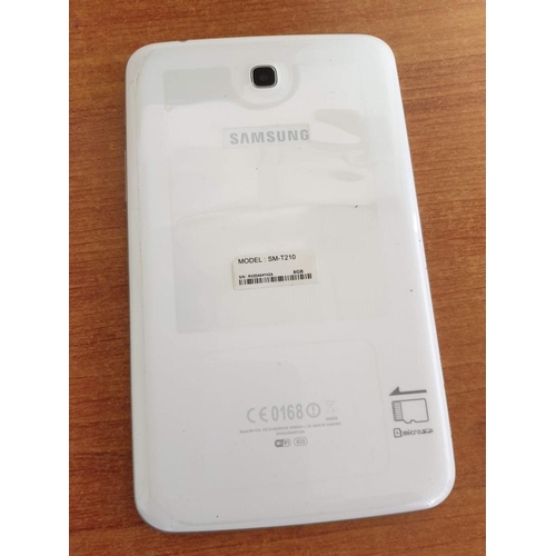 282 - Samsung Galaxy Tab 3 Model SM-T210, 8GB, White Factory Reset, Tested & Working with Case but NO Chan... 