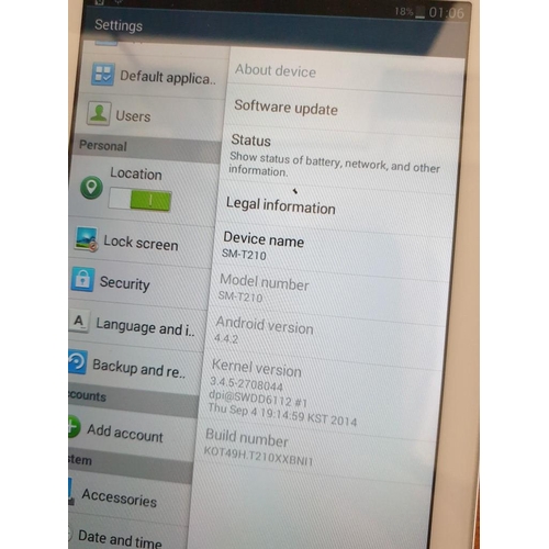 282 - Samsung Galaxy Tab 3 Model SM-T210, 8GB, White Factory Reset, Tested & Working with Case but NO Chan... 