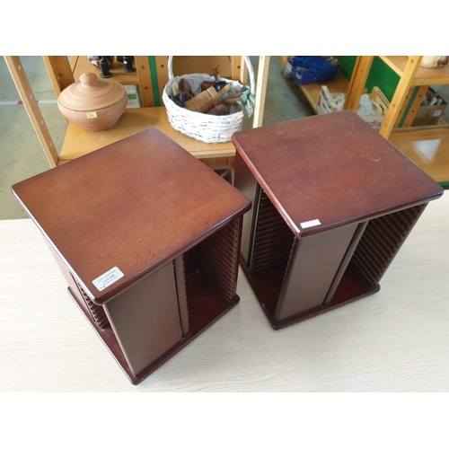 288 - Pair of Mahogany Revolving Table-Top 4-Sided CD Racks, (Approx. 30 x 30 x 35cm), (2)