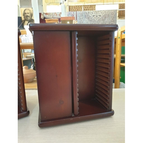 288 - Pair of Mahogany Revolving Table-Top 4-Sided CD Racks, (Approx. 30 x 30 x 35cm), (2)