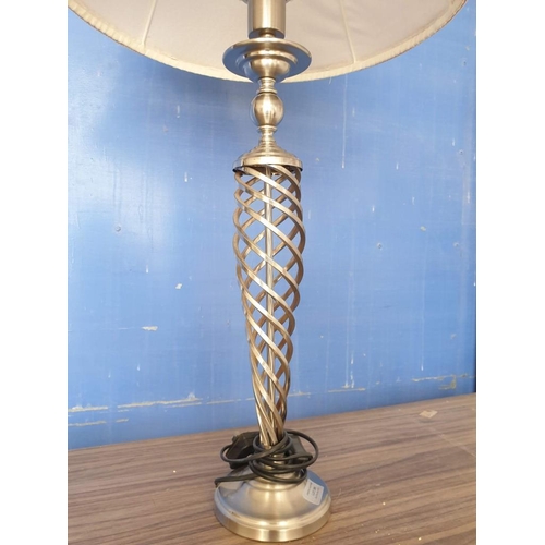 295 - Modern Table / Side Lamp with Spiral Chrome Base and White Shade (Overall Approx. H: 94cm)