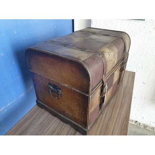 297 - Leather Bound Trunk / Chest (Approx. 57 x 40 x 43cm)