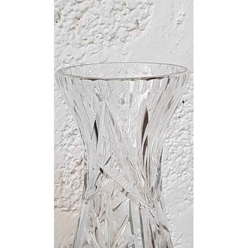 316 - Large Tall (H:36cm) Crystal Vase with Floral Pattern