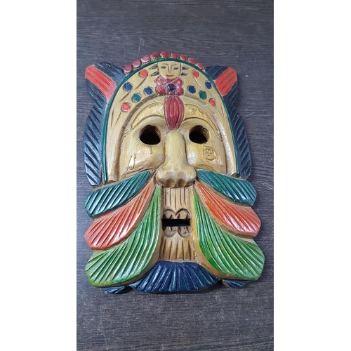 322 - Pair of Wooden Hand Made Ethnic Masks (20 x 26cm and 20 x 25cm)