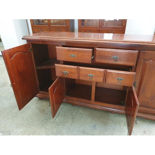 329 - Vintage Large Solid Wood 3 - Drawer, 4 - Door Sideboard Unit (H:90cm x W:170cm x D:46cm)