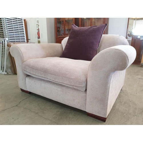 330 - Extra Large Grey / Beige Armchair & Matching Cushion (Armchair H:80cm x W:140cm x D:110cm)